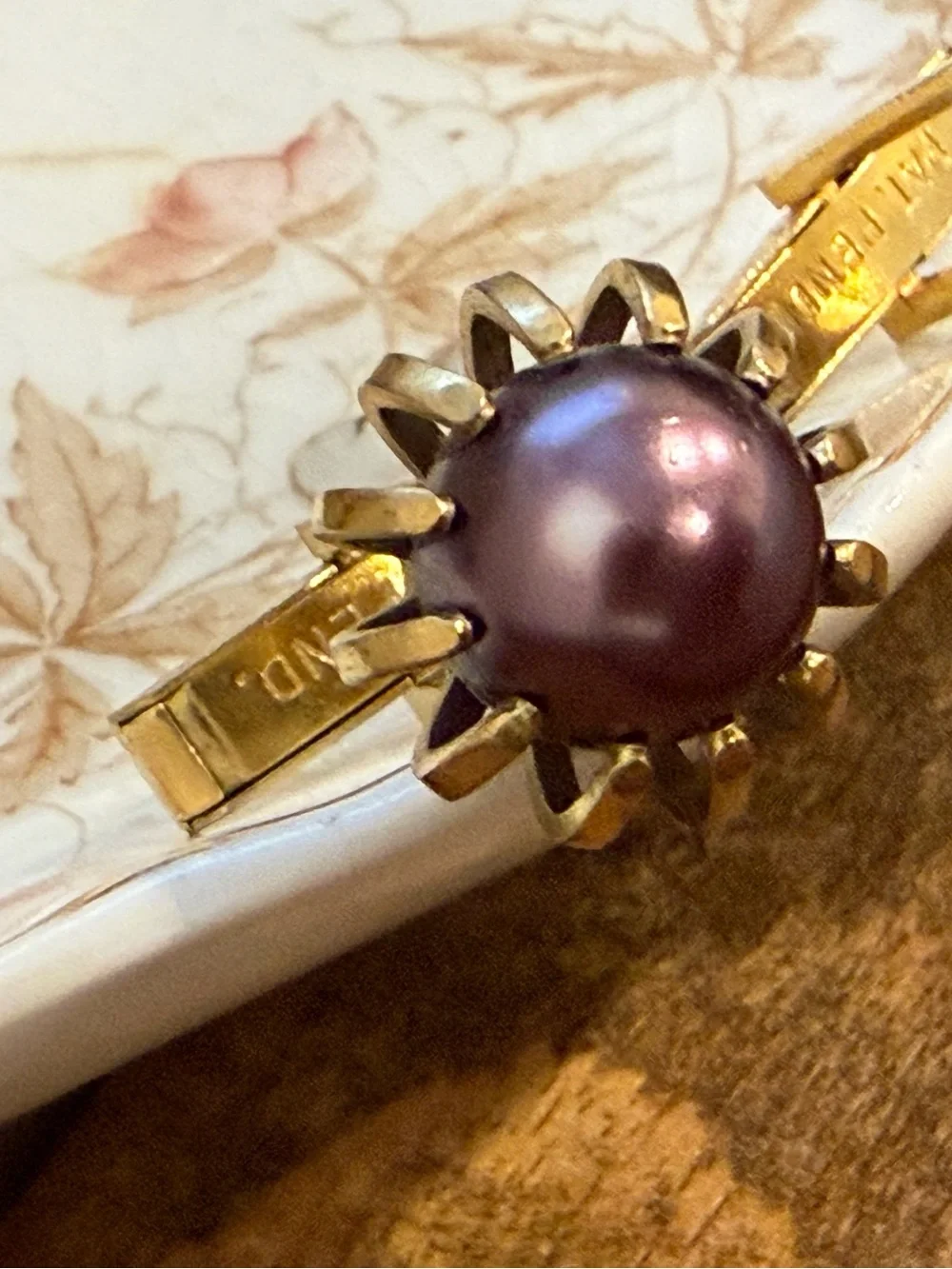 Vintage Purple Cabochon Gold-Tone Cufflinks